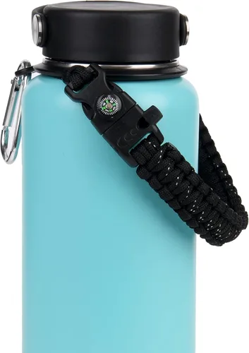 Vista 10 de Wongeto Mango de paracaídas, correa de supervivencia con anillo de seguridad y mosquetón, compatible con botellas de agua de boca ancha Hydro Flask