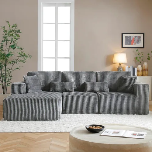 Vista 34 de Sofás seccionales de nube deshuesada de 95 pulgadas para sala de estar, cómodo y esponjoso sofá de espuma viscoelástica en forma de L, sofá modular