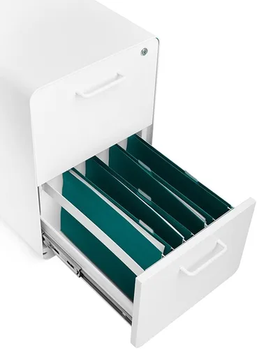 Vista 4 de Poppin Stow gabinete de archivos de 2 cajones rodantes, Blanco