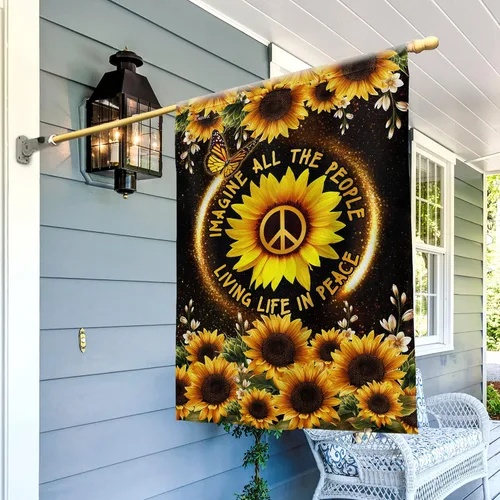 Vista 21 de Banderas PSL318F - Bandera hippie de personas que viven la vida en paz PSL318F, bandera de jardín (11.5 x 17.5 pulgadas), banderas de jardín de casa