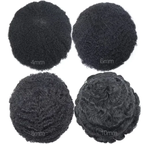 Vista 6 de HAPPY&CC Manejar cabello afro unidad negro hombres cabello humano toupee peluca francesa encaje pieza de pelo sistema de reemplazo para hombres #1