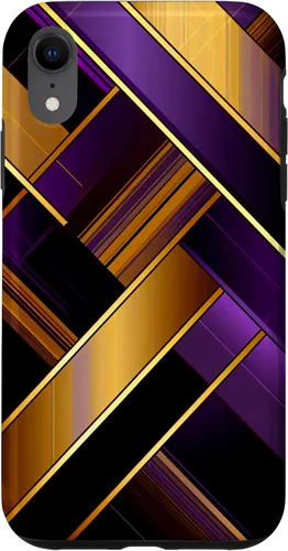Vista 25 de Púrpura Negro Oro Plaid Patrón A Cuadros Amantes Caso Para iPhone 16