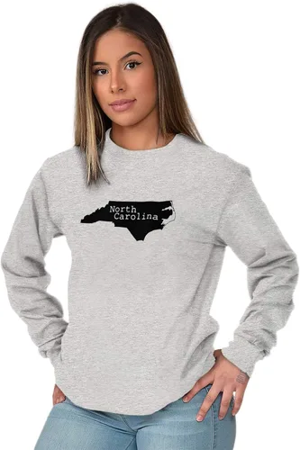 Vista 9 de North Carolina State Map Shape Souvenir NC Camiseta de manga larga para hombres y mujeres