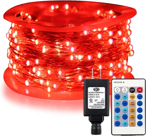 Vista 16 de RUICHEN Guirnalda de luces regulables enchufables de 66 pies, 200 luces LED de alambre de cobre con control remoto, blanco cálido