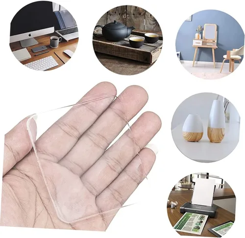 Vista 8 de 4 almohadillas de gel fijas, almohadillas de gel fijas, almohadillas de agarre adhesivas, alfombrilla transparente resistente a terremotos, gel