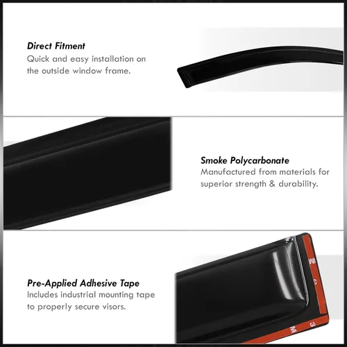 Vista 4 de AJP Distributors Viseras adhesivas para ventana, protección contra la lluvia, para ventilación, deflector de viento, compatible con Silverado Sierra