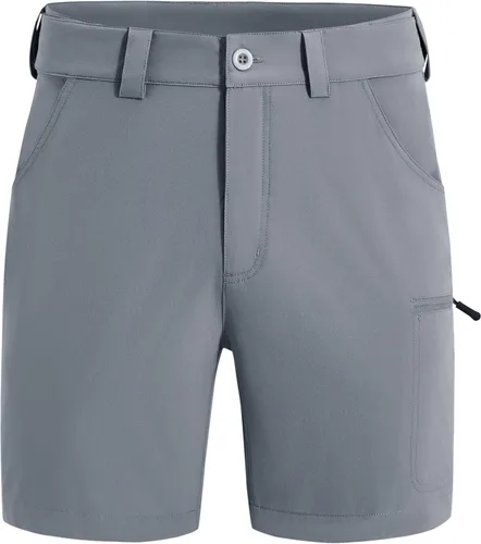 Vista 3 de FitsT4 Sports Pantalones cortos para hombre con entrepierna de 7 pulgadas, elásticos, resistentes al agua, pantalones cortos de senderismo