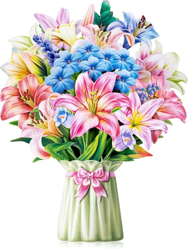 Vista 10 de Airpark - Tarjeta desplegable de flores 3D, tarjeta de felicitación – Claveles rosas – Para mamá, abuela – Ideal para el Día de la Madre