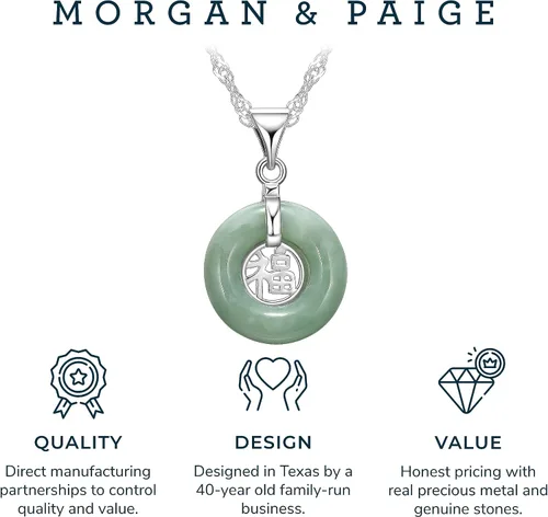 Vista 7 de MORGAN & PAIGE . Collares de plata de ley 925 bañados en rodio de jade genuino para mujer, collar de plata esterlina delicado y ligero de jade verde