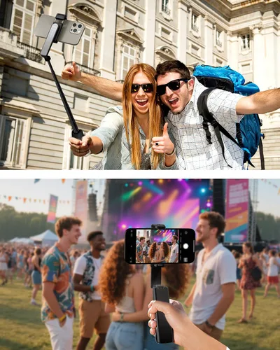 Vista 2 de Palo selfie con control remoto inalámbrico – Palo selfie portátil para iPhone y Android, soporte plegable ligero para teléfono celular