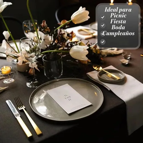 Vista 6 de Mantel desechable de plástico para mesas: 54 pulgadas x 120 pies, cubierta de mesa de plástico con cortador fácil de deslizar, manteles de plástico