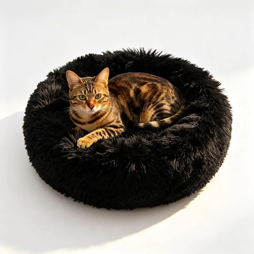 Vista 15 de Camas para gatos de interior – Cama para gatos lavable de 20/24 pulgadas, camas para perros pequeños y medianos, antiansiedad, cama redonda de felpa