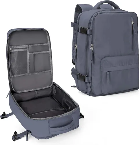 Vista 43 de WONHOX - Mochila grande, aprobada para vuelo, unisex, para viajes, trabajo, negocios o laptop, a1-Negro, Medium