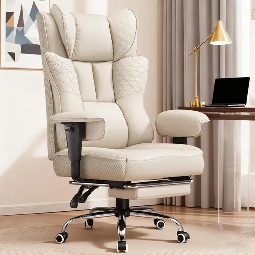 Vista 12 de GTRACING Silla de oficina grande y alta de 400LBS, ergonómica, de tela, diseño de lujo con relieve, silla para juegos con reposapiés, apoyabrazos
