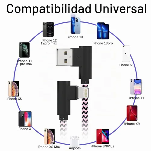 Vista 6 de Cable de carga para iPhone, cable Lightning de 6 pies, 3 unidades, cable de carga largo para iPhone 11, cargador para iPhone 6 pies