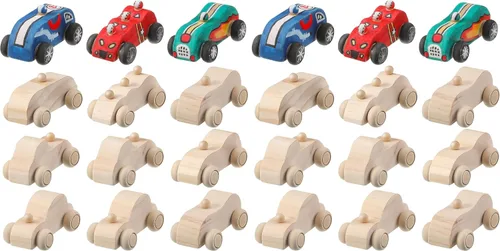 Vista 7 de 12 piezas de madera DIY coche juguetes pintables autos de carreras sin terminar juguete de madera pintura kit de manualidades para estudiantes fácil