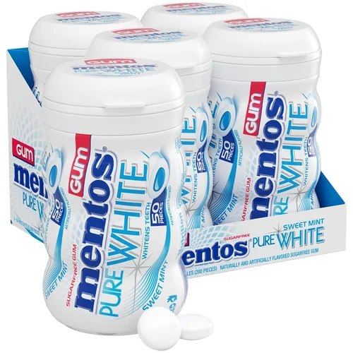 Vista 7 de MENTOS Sugar Free Gum with Xylitol, Spearmint, 50 Piece Bottle (4 Pack)