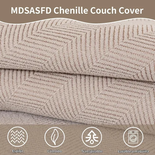 Vista 5 de Fundas de felpilla para sofá modular, fundas de sofá en espiga lavables para perros, divertidas fundas de sofá mullidas para sofá, protector