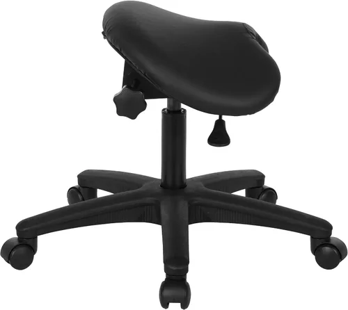 Vista 8 de Silla de dibujo Office Star con asiento sin respaldo y ajuste de ángulo, ajuste neumático de altura de 19 a 24 pulgadas, vinilo negro