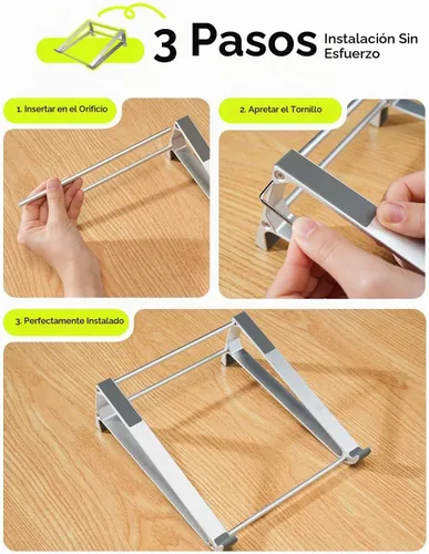 Vista 5 de MAGIC JOHN Soporte para computadora portátil para escritorio, elevador portátil de almacenamiento, soporte de aluminio Ergnomic para computadora