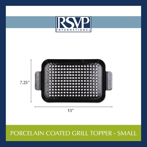 Vista 6 de RSVP International Bandeja de barbacoa de acero recubierto de porcelana, accesorios para cocinar pescado y verduras, apto para lavavajillas