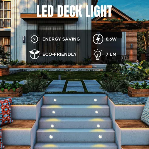 Vista 3 de Yescom Paquete de 5 luces LED de aluminio para terraza, iluminación de paisaje de bajo voltaje de 12 V, blanco cálido de 3000 K, IP67, impermeable