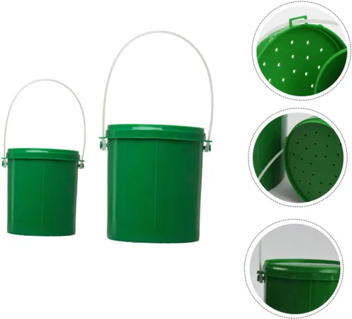 Vista 3 de Cubo de cebo de pesca 2 unids cubo de gusano Caja de almacenamiento de plástico para Guardar Contenedor de plástico con tapa Cubo Herramienta