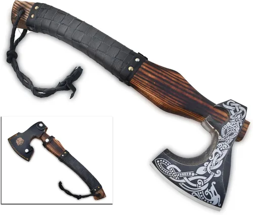 Vista 5 de Exquisita hacha vikinga hecha a mano, ideal para coleccionistas y entusiastas Auténtica, artesanal Hacha de estilo medieval con acero de alto