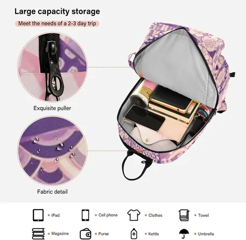 Vista 6 de Bolsa de tenis para mujeres y hombres, ligera, color morado, zéfiro japonés, flor de cerezo, deportes, tenis, bádminton, para adolescentes, niños