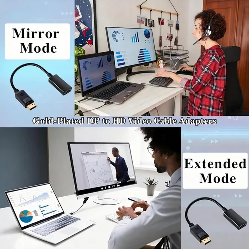 Vista 3 de Chuangdi Paquete de 10 adaptadores de cable de video DisplayPort a HD 4K