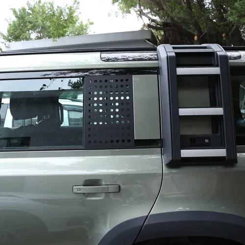 Vista 4 de Para Land Rover Defender 110 2020 2021 Aleación de aluminio Puerta trasera del coche Ventana lateral Cubierta del panel protector de vidrio