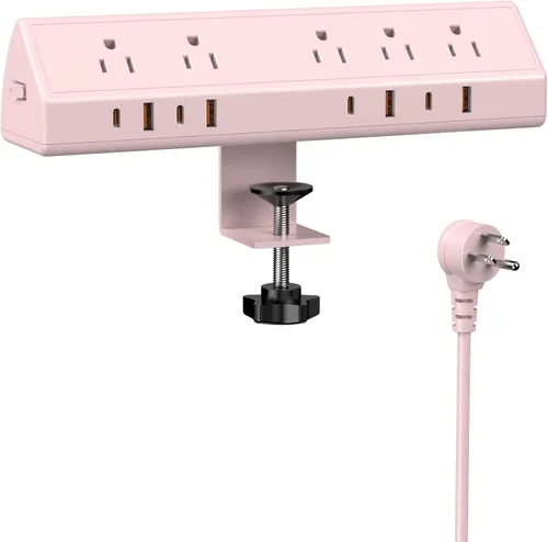Vista 9 de Regleta de Alimentación con Abrazadera para Escritorio de 65W Estación de Carga Rápida, 4 PD USB-C, 5 Tomacorrientes, Protector contra