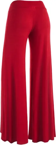 Vista 38 de Made By Johnny Pantalones palazzo elásticos de pierna ancha para mujer, lisos, casuales, cómodos