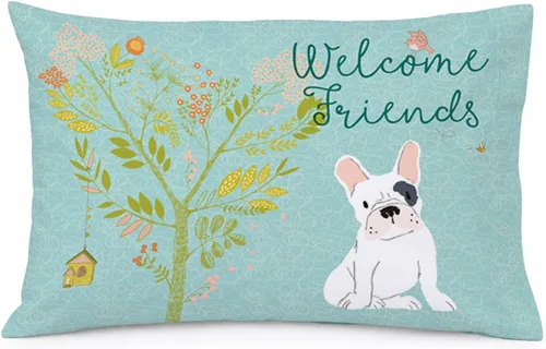 Vista 45 de Caroline's Treasures BB7625PILLOWCASE - Funda de almohada decorativa de tela con texto en inglés "Welcome Friends" Airedale Terrier estándar