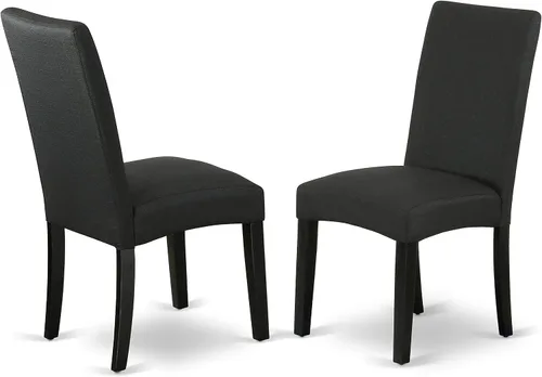 Vista 7 de East West Furniture DLDR5-BLK-24 - Juego de mesa de comedor moderno de 5 piezas, incluye una mesa redonda de madera con gotas y 4 sillas tapizadas