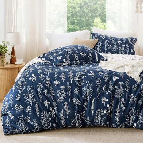 Vista 44 de Bedsure - Juego de edredón floral lindo, juego de ropa de cama tamaño King 04 - Gris claro