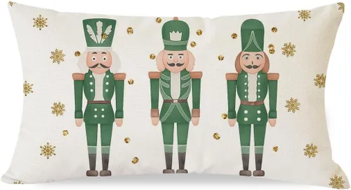 Vista 10 de PANDICORN - Funda de almohada decorativa de Cascanueces de Navidad 12x20 pulgadas, decoración de Navidad en negro con Cascanueces, cojín decorativo
