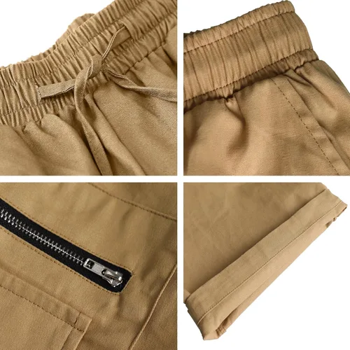 Vista 4 de LVCBL Pantalones cargo para hombre, pantalones cargo de ajuste relajado con cordón para exteriores