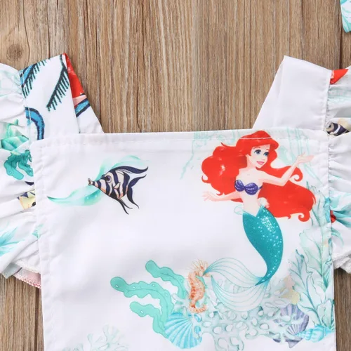 Vista 5 de Conjunto de 2 piezas de ropa de verano con estampado floral y manga abombada para bebé niña