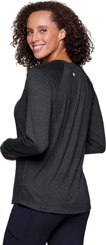 Vista 4 de RBX Active - Camiseta de manga larga para mujer, súper suave, con teñido espacial, para correr
