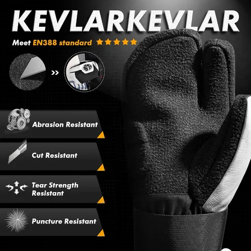 Vista 3 de MCTi Guantes de snowboard con protector de muñeca, guantes de Kevlar de 3 dedos, impermeables, para esquí de nieve en invierno