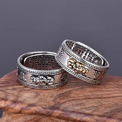 Vista 2 de Anillo Feng Shui Pixiu Mantra Para - Anillo Ajustable Pixiu Mantra De La Suerte