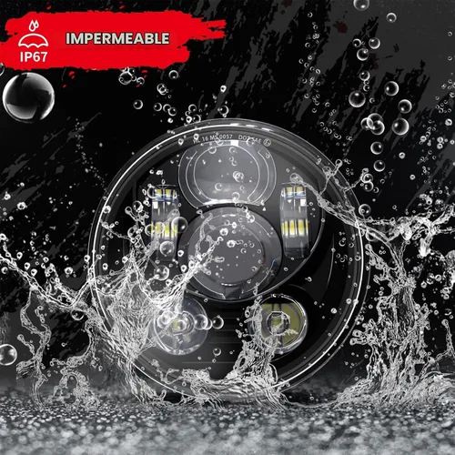 Vista 3 de Faro LED proyección Wisamic 5 – 3/4 pulgadas 5.75 pulgadas Daymaker para motocicletas Harley-Davidson 9 piezas foco, Negro