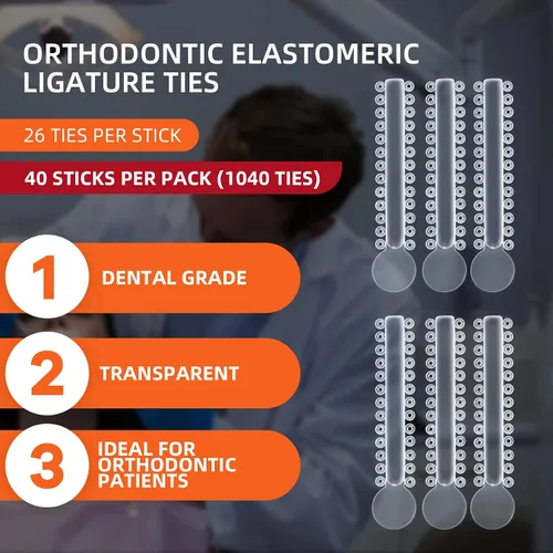 Vista 4 de Annhua Lazos dentales de ligadura de ortodoncia 1040 piezas, bandas de color Ortho Braces Ligadura Lazos elastoméricos O-Rings - Transparente
