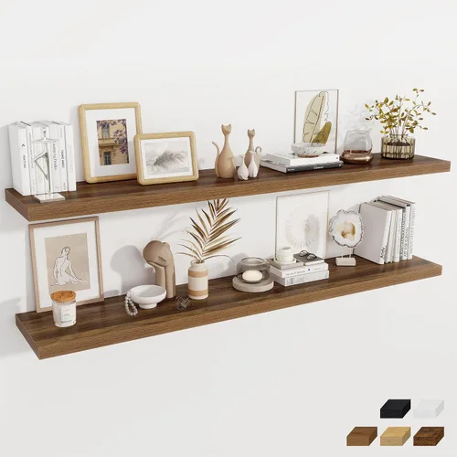 Vista 44 de Fun Memories Pequeños estantes flotantes para pared, estantes cuadrados de pared de 8 pulgadas con soportes invisibles, estantes negros para baño