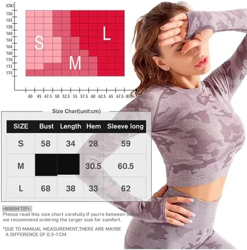 Vista 4 de Dinazah Conjunto deportivo de dos piezas de camuflaje sin costuras para mujer Conjunto de entrenamiento de fitness de manga larga y alta elasticidad