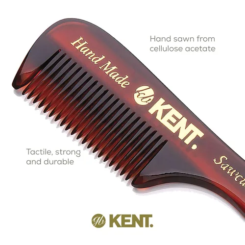 Vista 5 de Kent Peine de bolsillo para barba y bigote de caballero pequeño 83T, tamaño de bolsillo dentado fino para aseo y peinado del vello facial. Corte