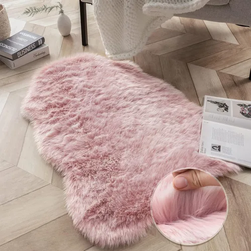 Vista 23 de Ashler HOME DECO Funda de piel sintética de zorro suave para silla, alfombra para dormitorio, suelo, sofá, sala de estar, color negro y blanco, 2 x