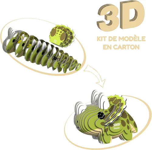 Vista 2 de EUGY Rompecabezas de papel 3D ecológico Tricera 006 [nuevo sello]