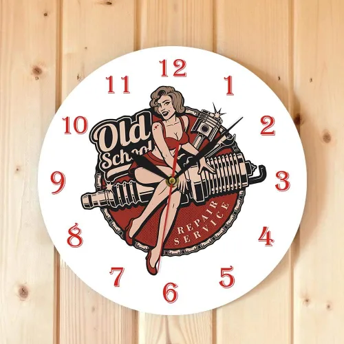 Vista 4 de The Geeky Days Garaje personalizado retro de la vieja escuela servicio de reparación de automóviles reloj de pared mecánico hombre cueva reloj